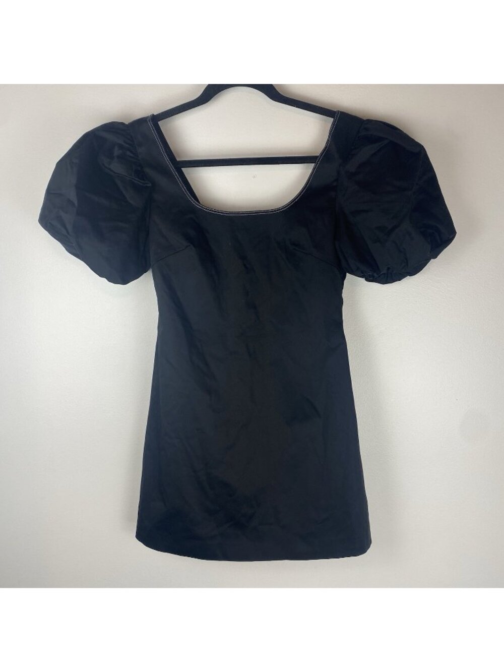 Unbranded Women's Puff Sleeve Scoop Neck Dress Size S Black Mini